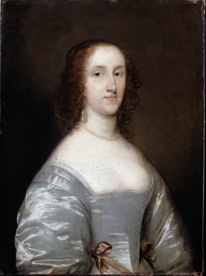 Porträtt av en dam i vitt av Cornelis Jonson van Ceulen