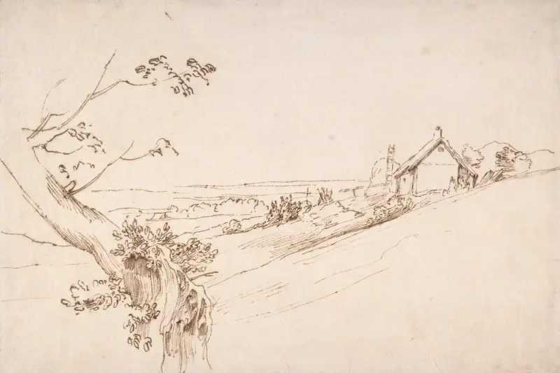 Landschaft mit einem knorrigen Baum und einem Bauernhof von Anthony van Dyck