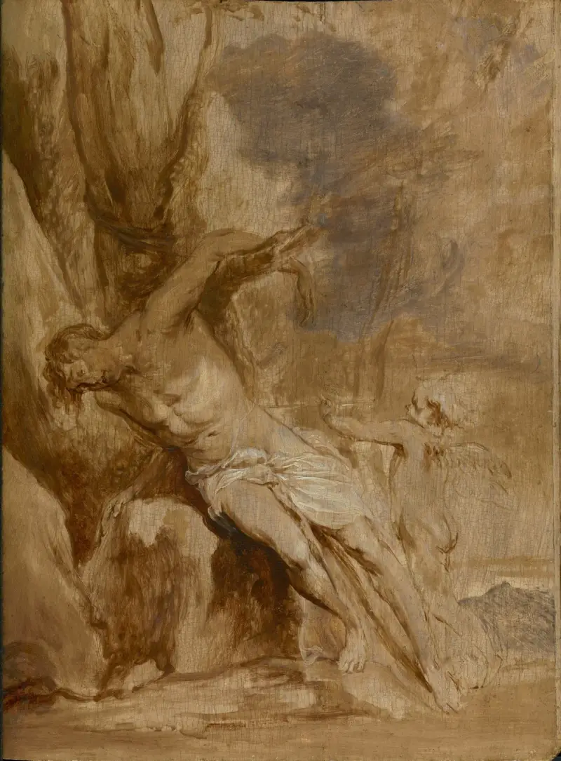 Der heilige Sebastian, von einem Engel gepflegt von Anthony van Dyck