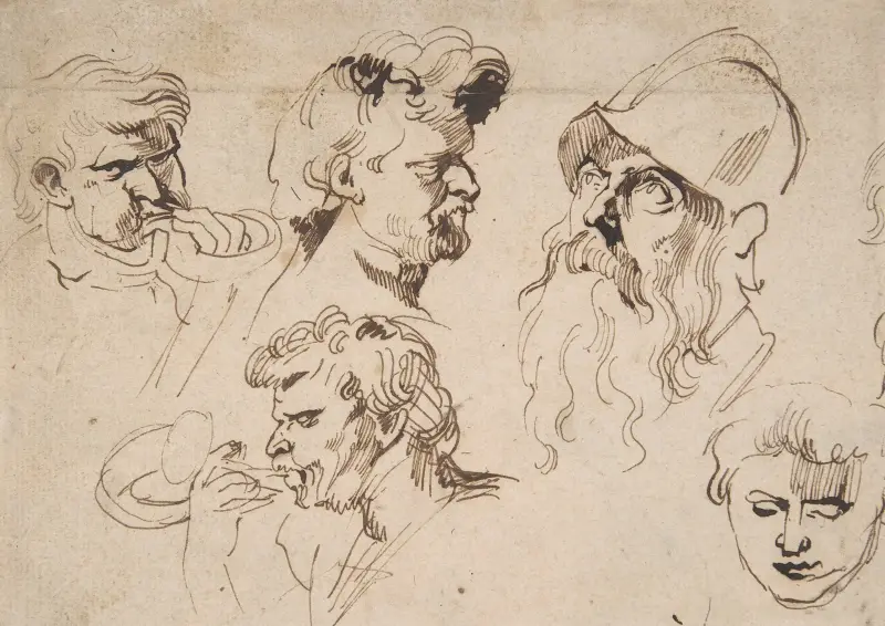 Ark med huvudstudier av Anthony van Dyck