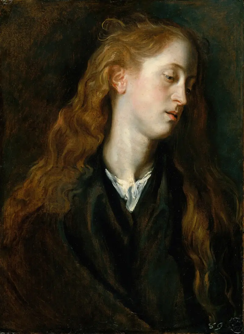 Studie av en ung kvinnas huvud av Anthony van Dyck