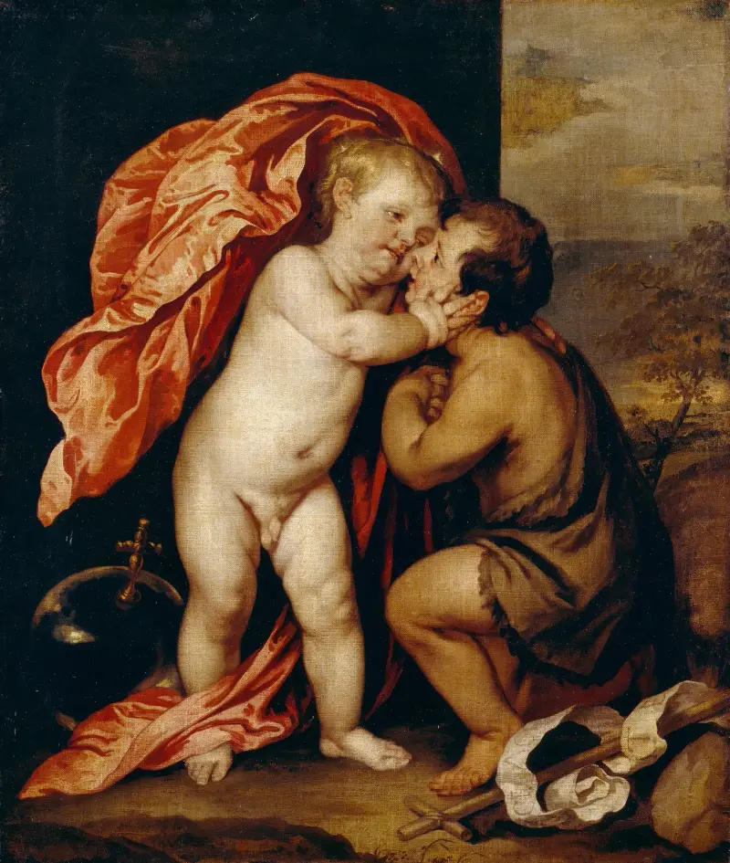 Kristusbarnet och Johannes Döparen av Anthony van Dyck