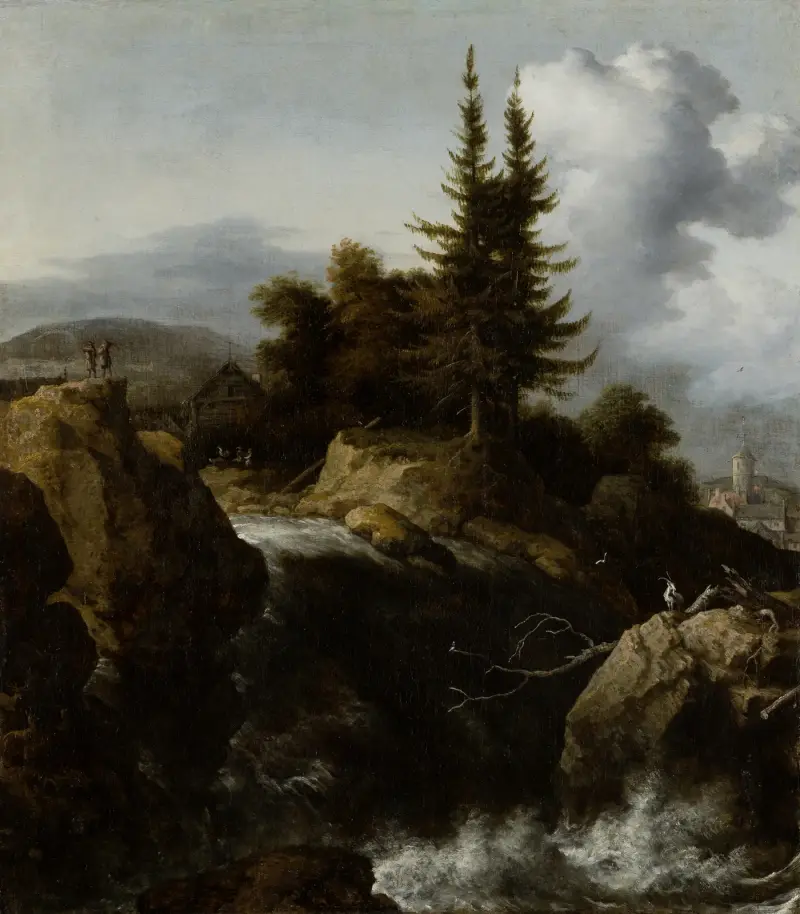 Landschaft mit Wasserfall von Allaert van Everdingen
