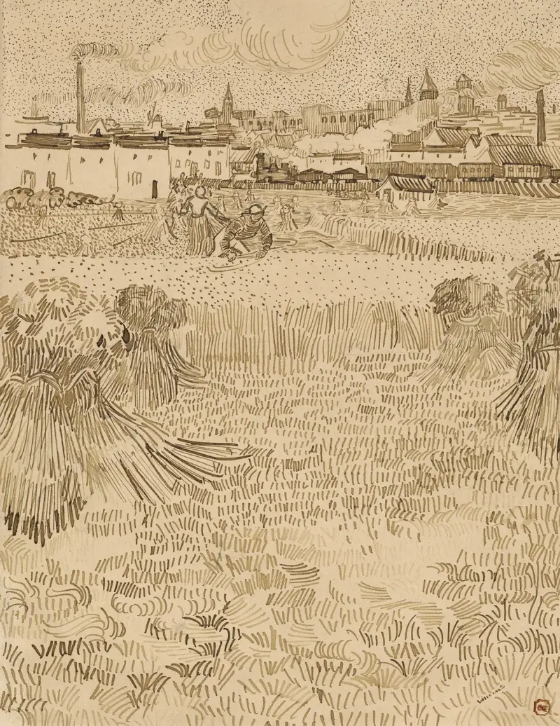 Arles; View from the Wheatfields av Vincent van Gogh