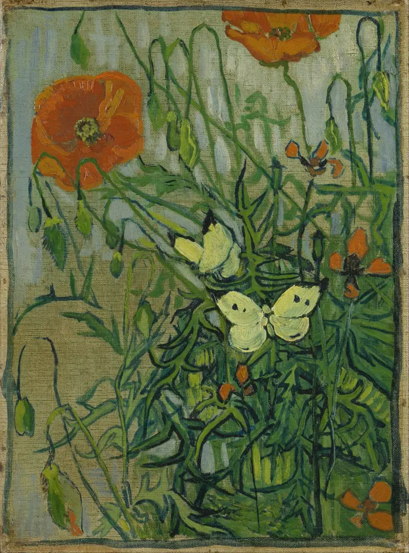 Butterflies and poppies av Vincent van Gogh