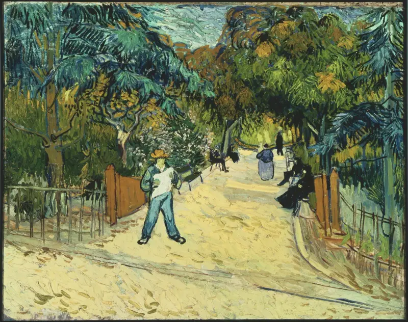 Ingången till den offentliga trädgården i Arles av Vincent van Gogh