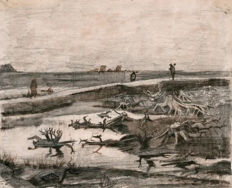 Landschaft mit Torfstämmen (Feldarbeit) von Vincent van Gogh