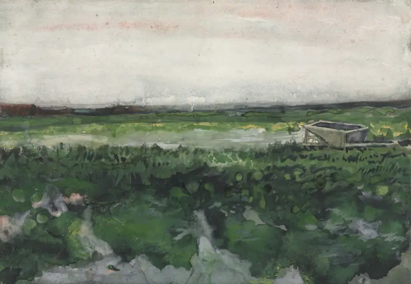 Landscape with Wheelbarrow av Vincent van Gogh