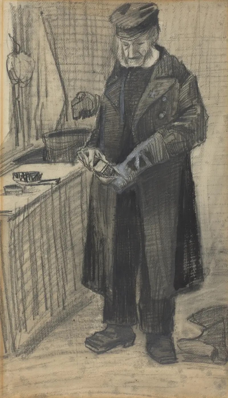 Mann beim Stiefelputzen von Vincent van Gogh