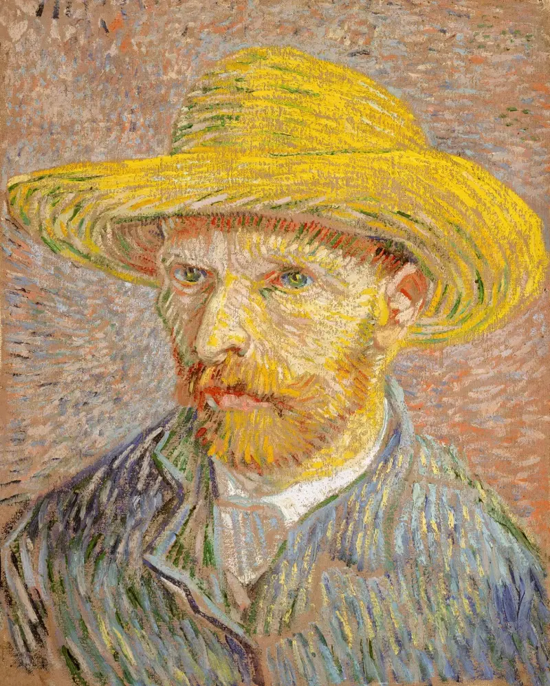 Self-Portrait with a Straw Hat av Vincent van Gogh