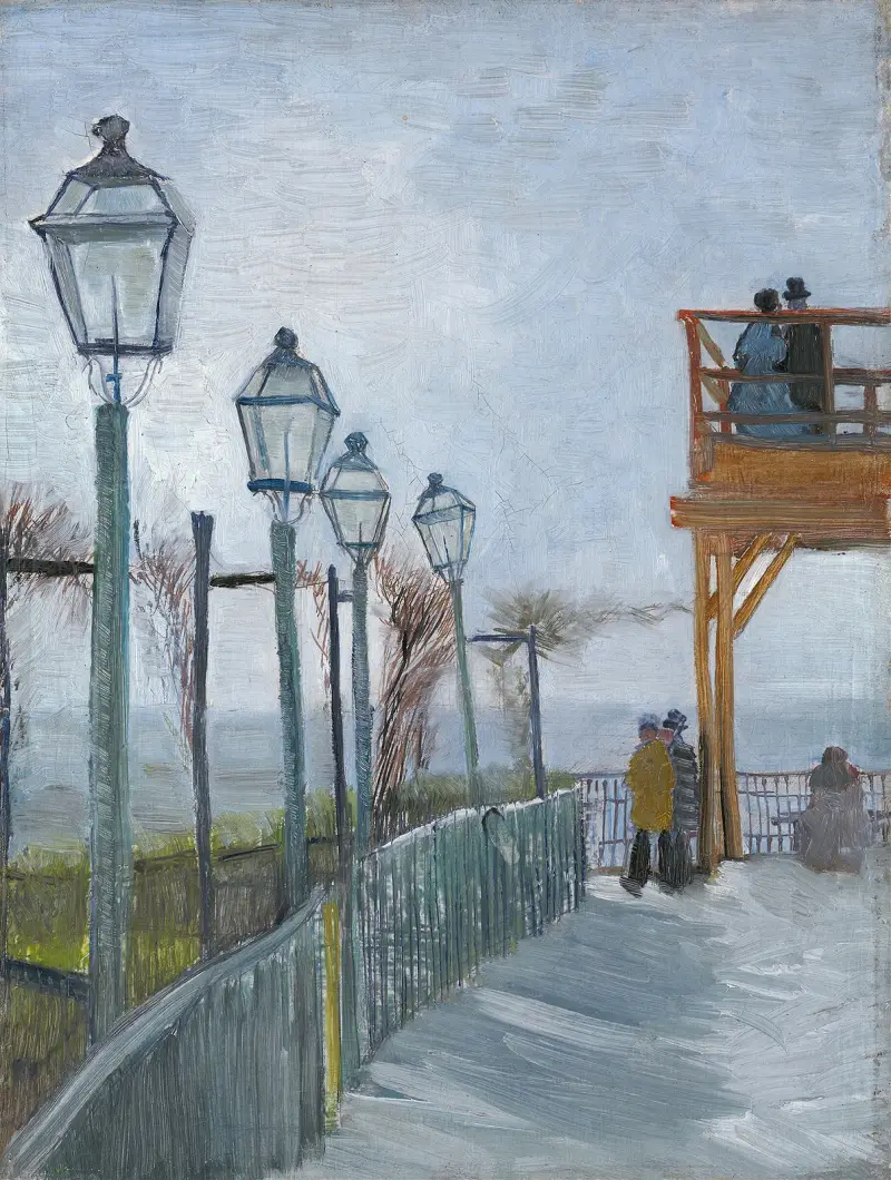 Terrasse och utsiktsplattform vid Moulin de Blute-Fin, Montmartre av Vincent van Gogh