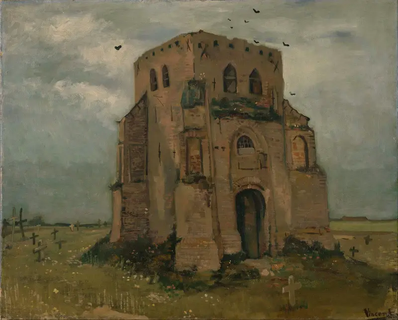 Det gamla kyrktornet i Nuenen (Böndernas kyrkogård) av Vincent van Gogh