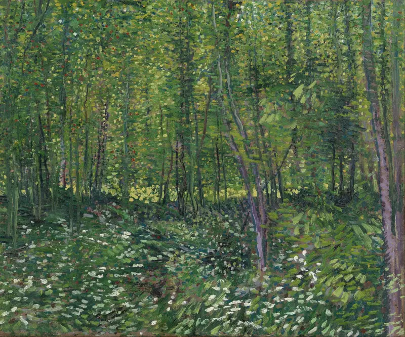 Trees and undergrowth av Vincent van Gogh