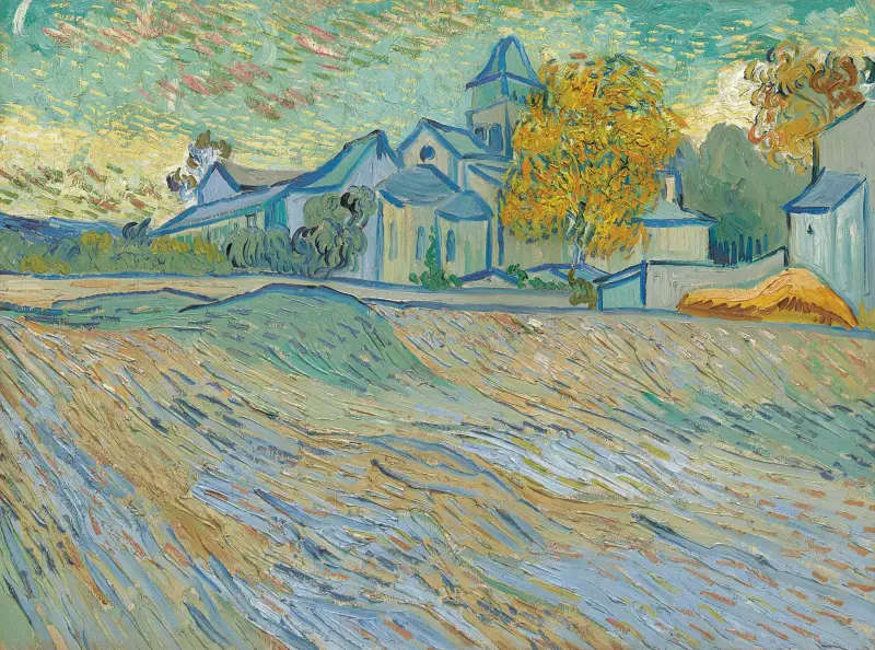 Blick auf das Asyl und die Kapelle Saint-Paul de Mausole (Saint-Rémy) von Vincent van Gogh