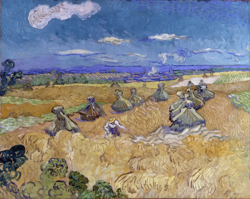 Pšeničné pole s žencem, Auvers, Vincent van Gogh