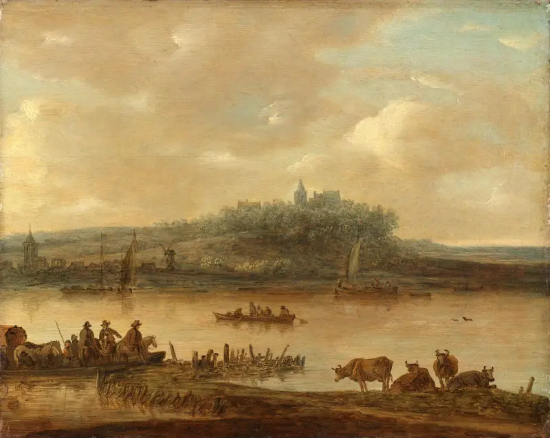Vy över Rhen och Elterberg av Jan van Goyen