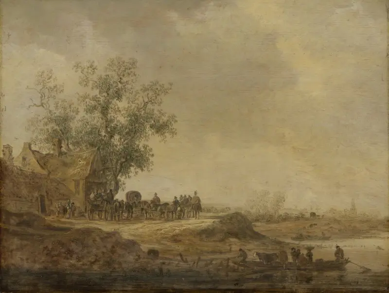 The Stop before the Inn av Jan van Goyen