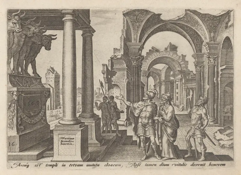Jehu som tillber guldkalvarna av Maarten Van Heemskerck