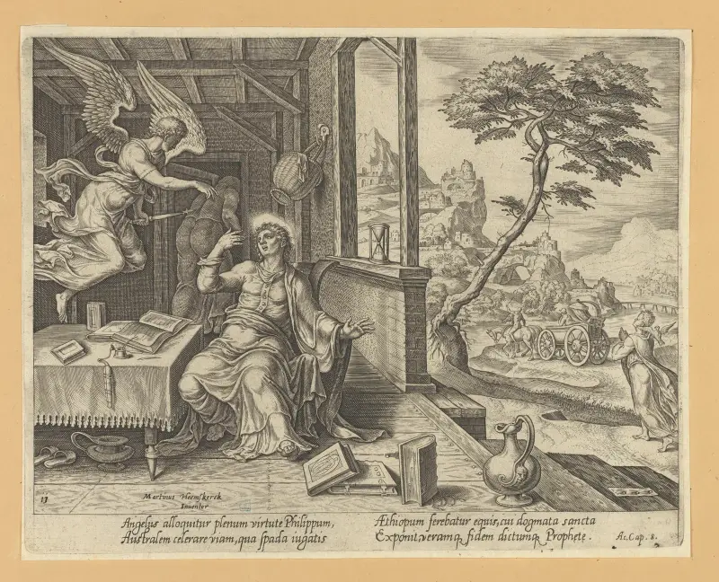 Ängeln som uppenbarar sig för den helige Filippos av Maarten Van Heemskerck