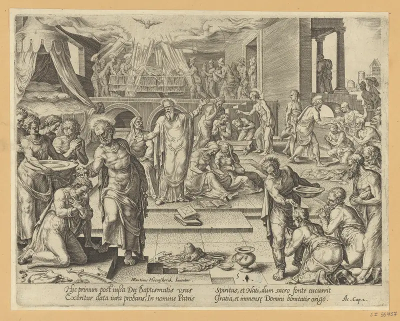 Apostołowie chrzczą w Jerozolimie, Maarten Van Heemskerck