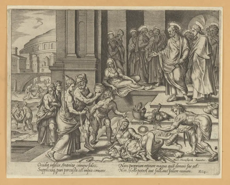 Sapphiras död av Maarten Van Heemskerck