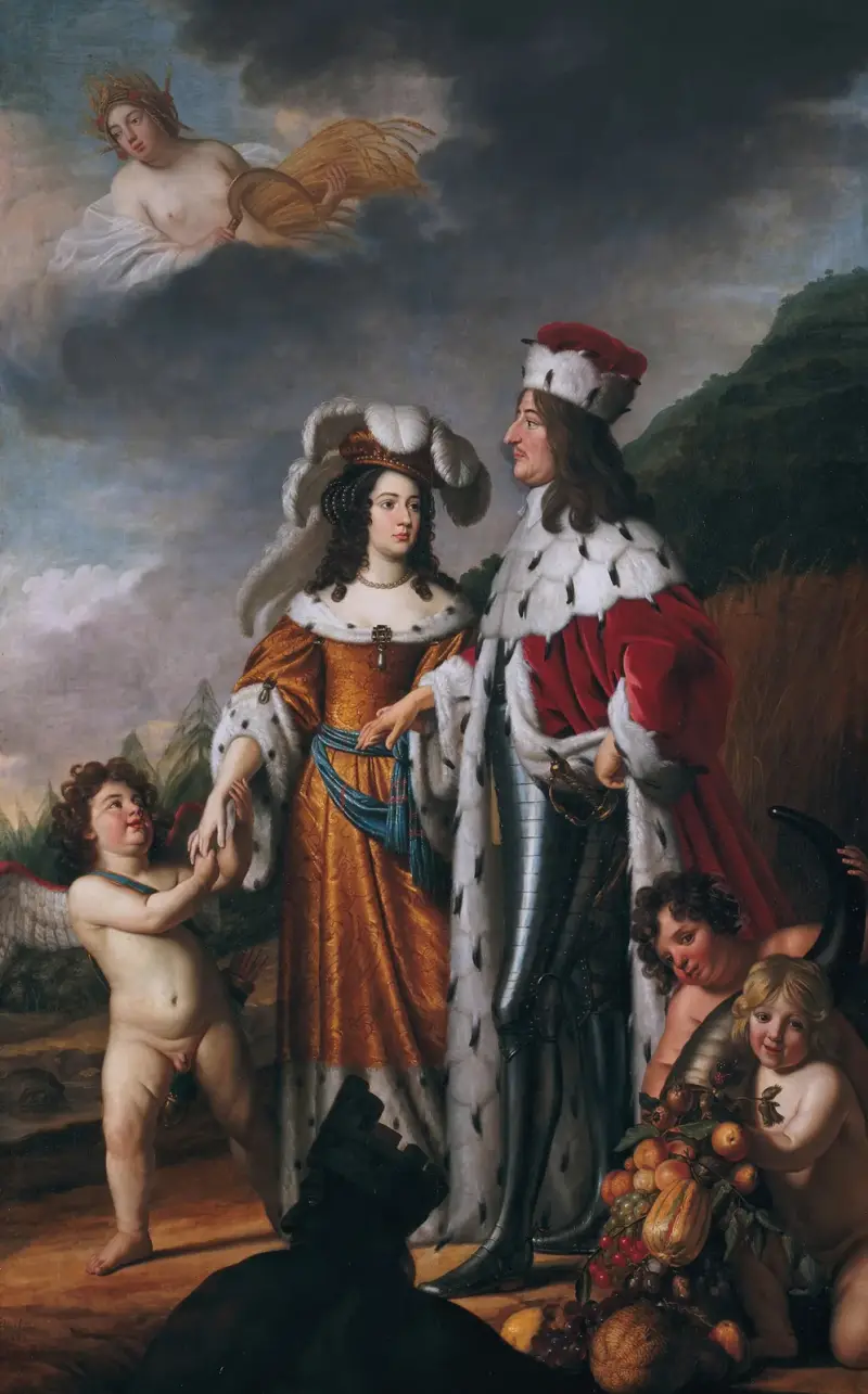 Louise Henriette leder Fredrik Vilhelm, kurfurste av Brandenburg, till sina föräldrar av Gerard van Honthorst