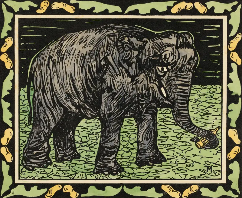 Elefant mit Flasche von Theo van Hoytema