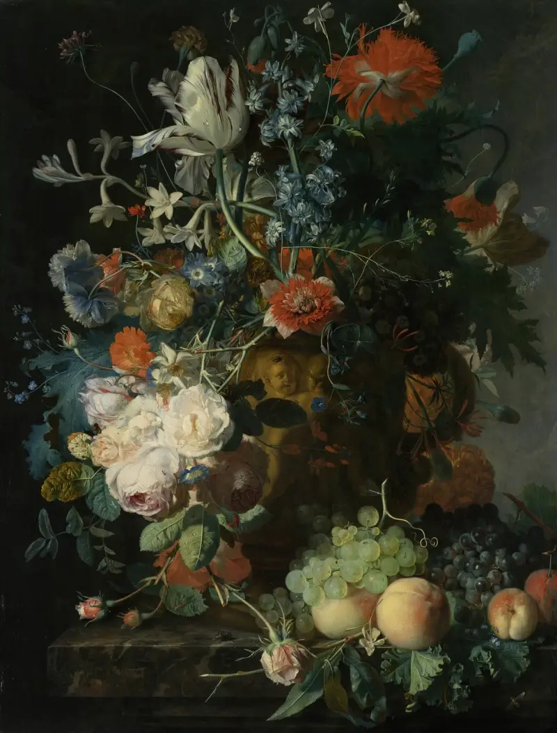 Stilleben med blommor och frukt, 1721 av Jan van Huysum