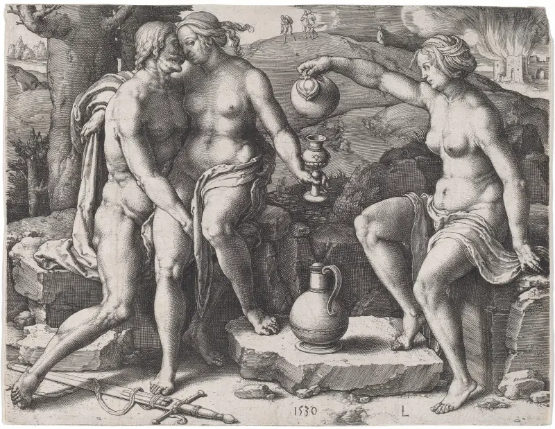 Lot and His Daughters, 1530 – nr 2 av Lucas Van Leyden