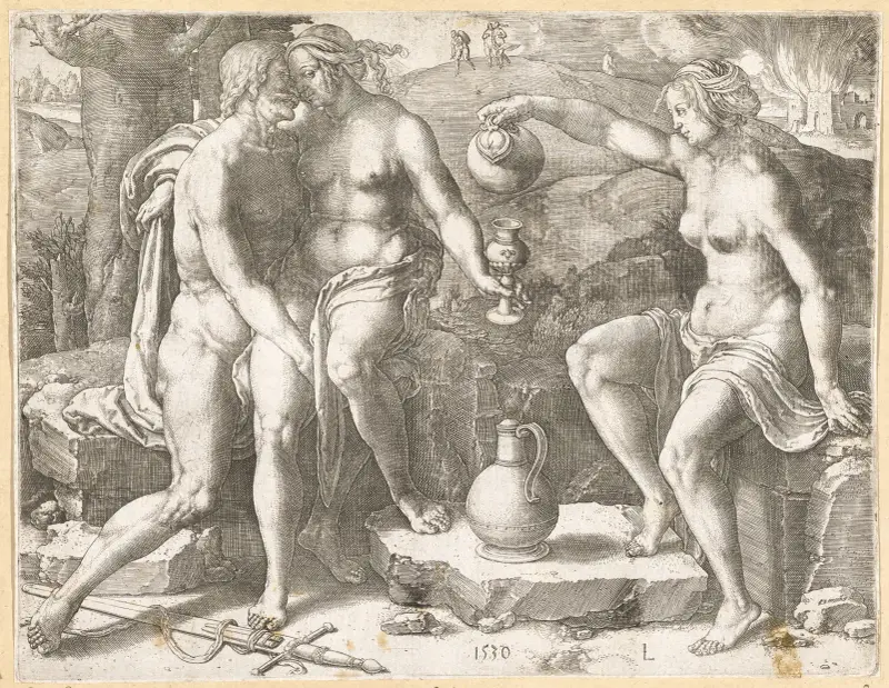 Lot and his daughters, 1530 – nr 1 av Lucas Van Leyden