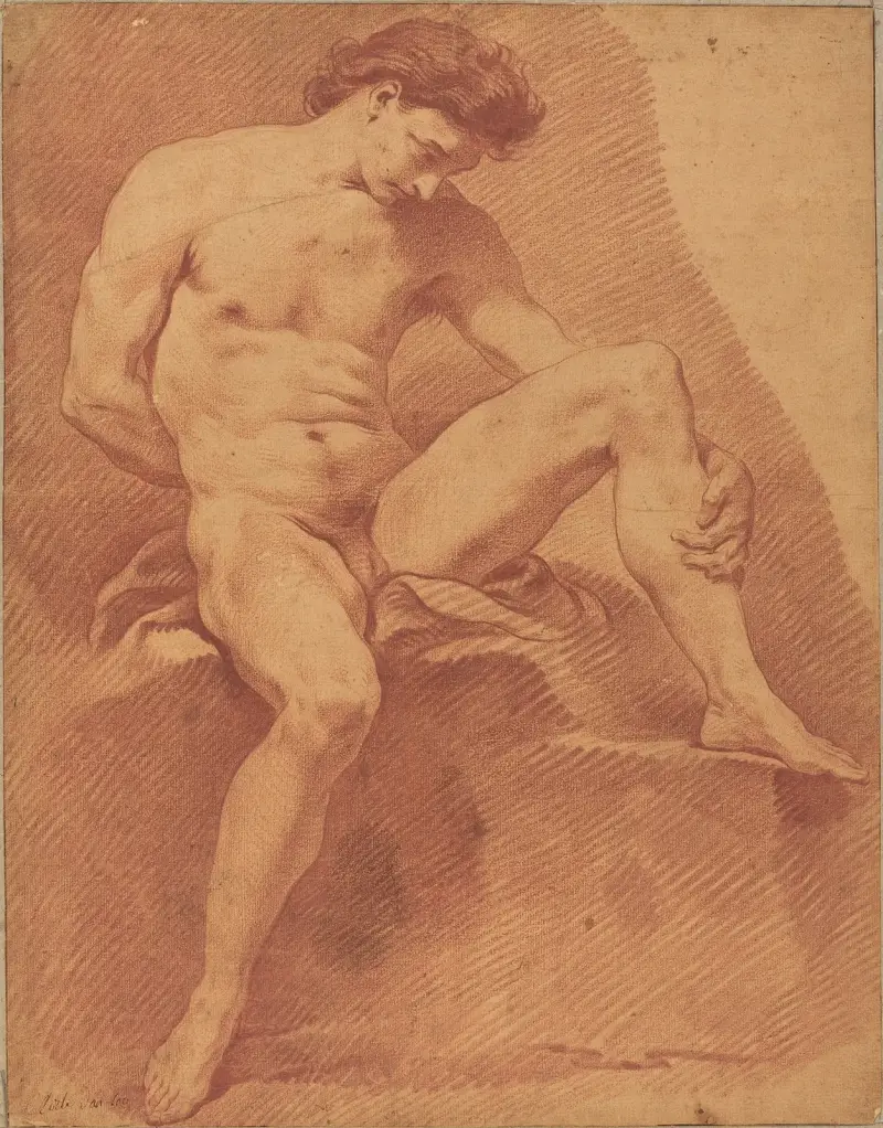 A Seated Male Nude av Charles-André van Loo