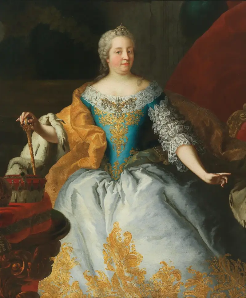 Porträt der Kaiserin Maria Theresia, Königin von Ungarn und Böhmen, mit der böhmischen und der erzherzoglichen Krone von Martin van Meytens