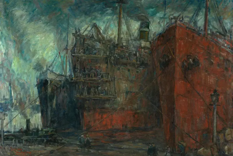 Opgelegde schepen in de haven av Eugeen Van Mieghem