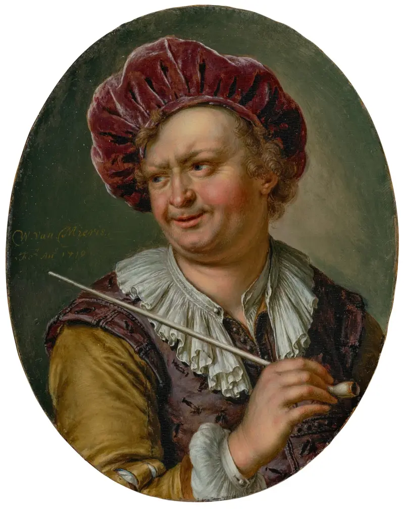 A man holding a pipe av Willem Van Mieris