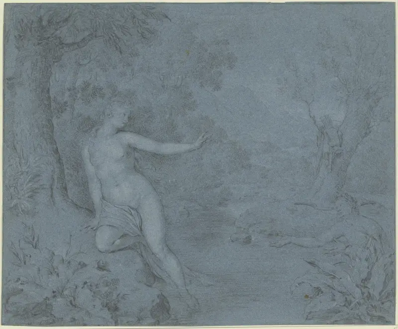 Landschaft mit Apollo und Daphne av Willem Van Mieris