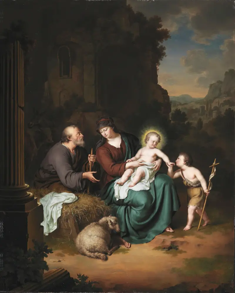 Den heliga familjen och Johannes döparen av Willem Van Mieris