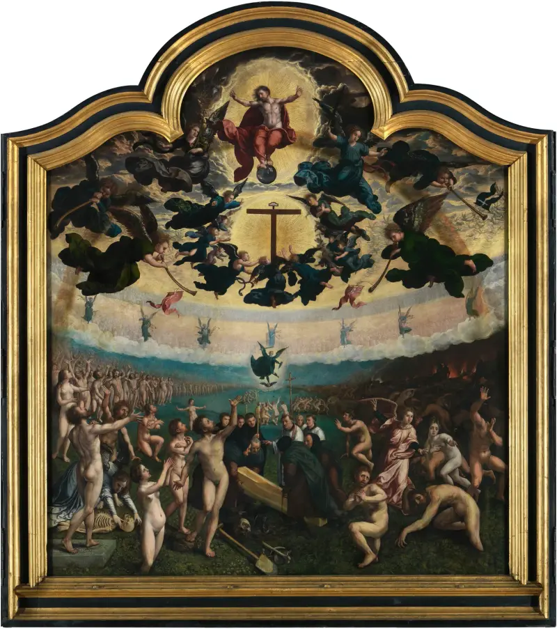 Yttersta domen och den sjunde barmhärtighetsgärningen: att begrava de döda av Bernard van Orley