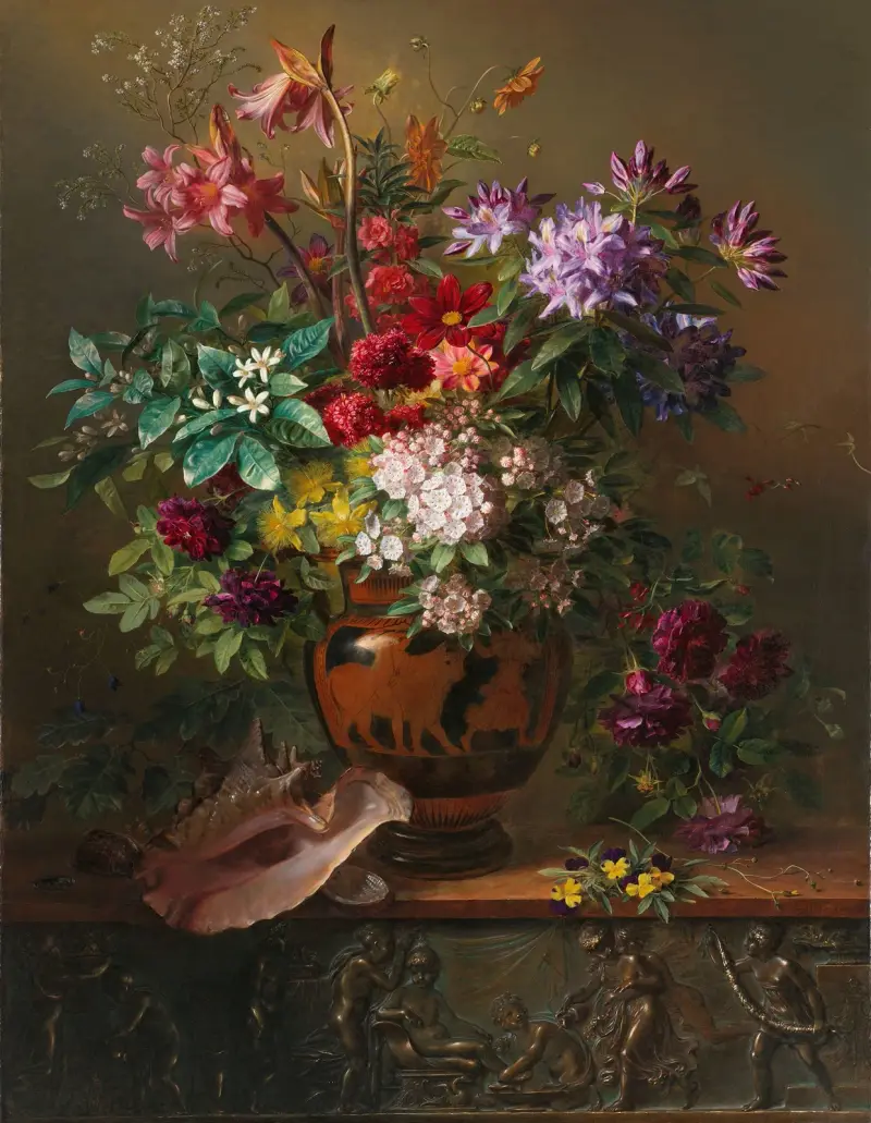 Stillleben mit Blumen in einer griechischen Vase; Allegorie des Frühlings von Georgius Jacobus Johannes van Os