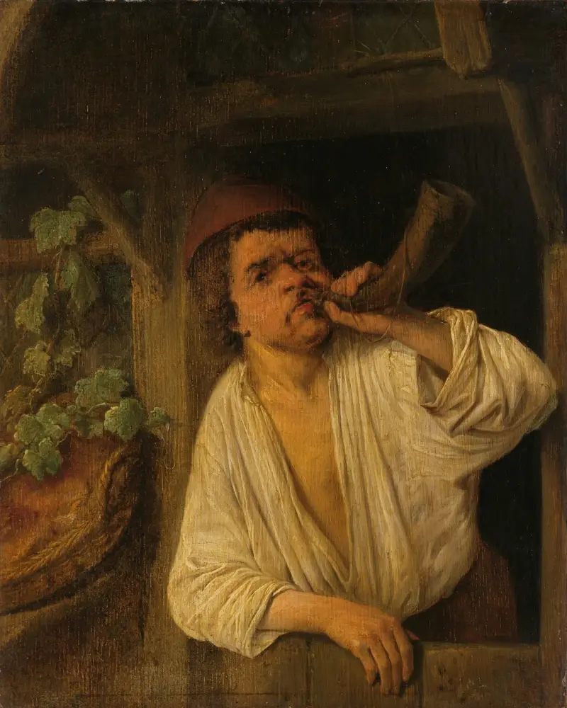Piekarz dmący w róg, Adriaen van Ostade