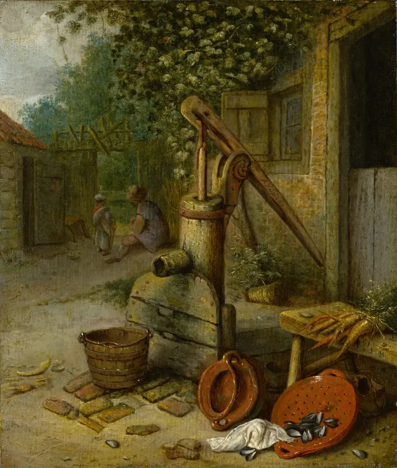 Bauernhof mit Pumpe von Adriaen van Ostade