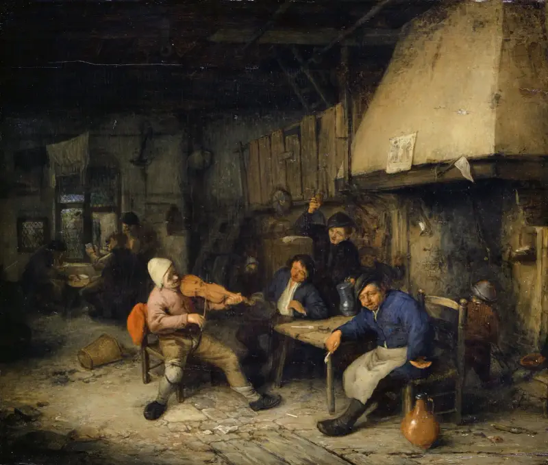 Skrzypek i pijący chłopi w karczmie II, Adriaen van Ostade