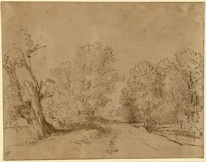 A Wooded Road av Rembrandt van Rijn