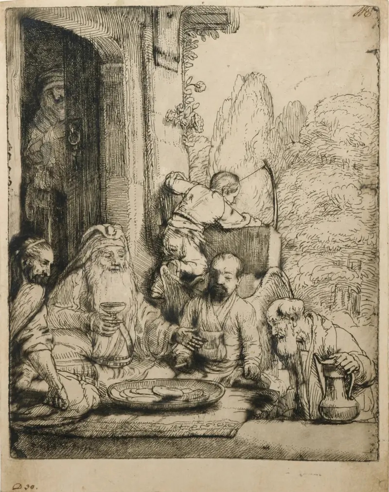 Abraham empfängt die Engel von Rembrandt van Rijn