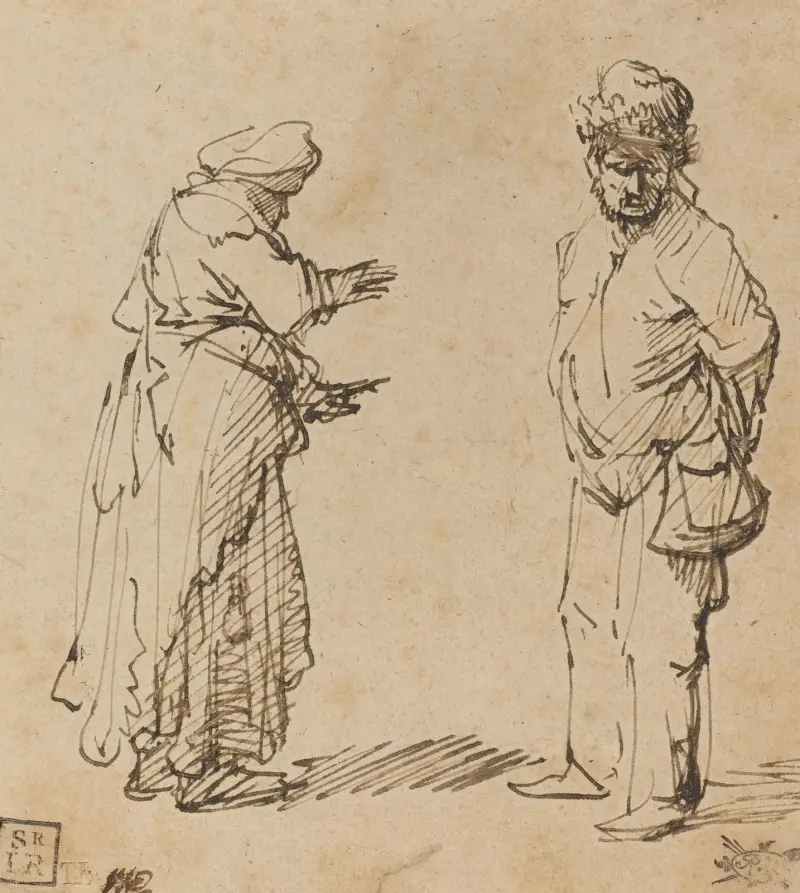 Tiggare, man och kvinna av Rembrandt van Rijn