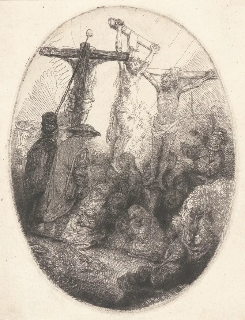 Christus am Kreuz zwischen den beiden Schächern, 1641 von Rembrandt van Rijn
