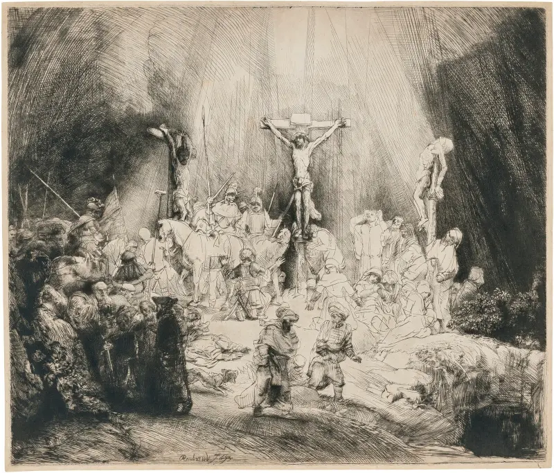 Kristus korsfäst mellan de två rövarna: 'De tre korsen', 1653 – nr 3 av Rembrandt van Rijn