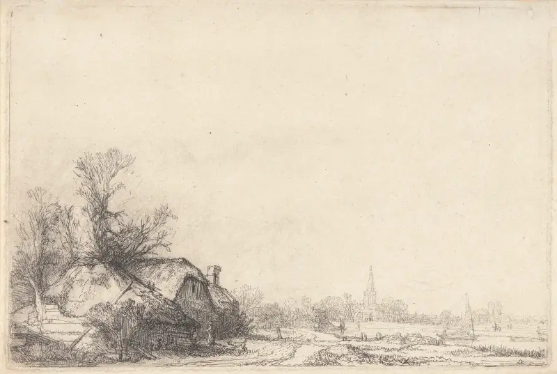Hütte an einem Kanal von Rembrandt van Rijn