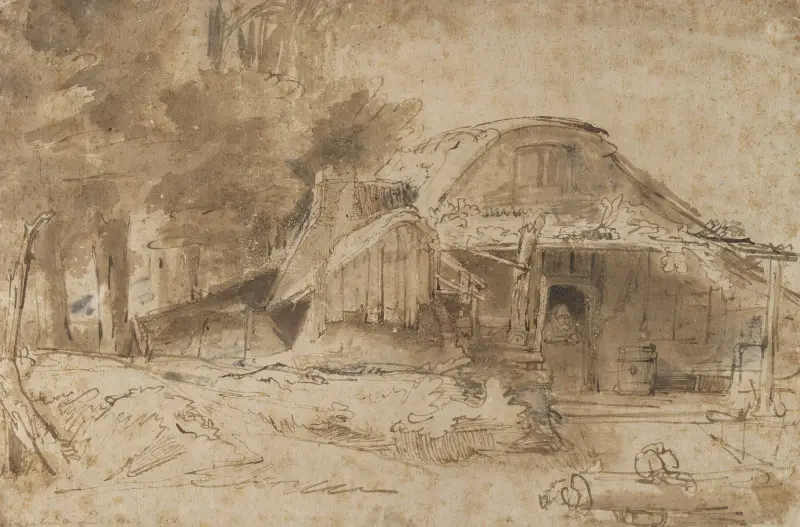 Chatka przy wejściu do lasu, Rembrandt van Rijn
