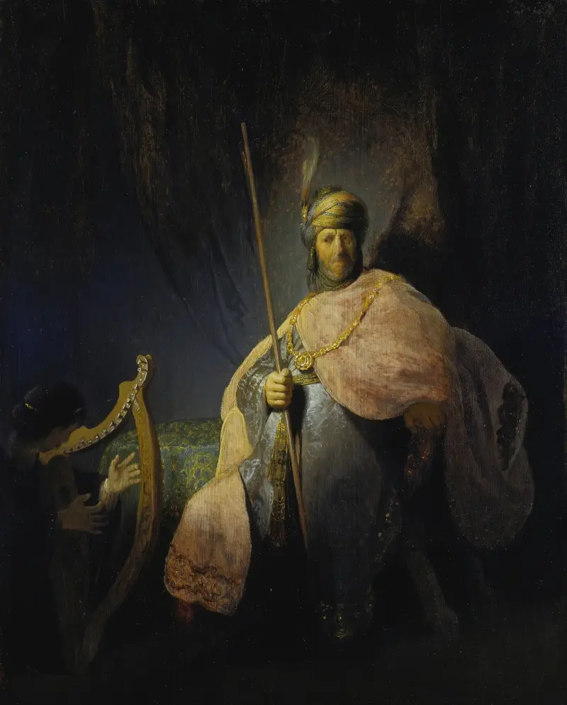 David Playing the Harp in front of Saul av Rembrandt van Rijn