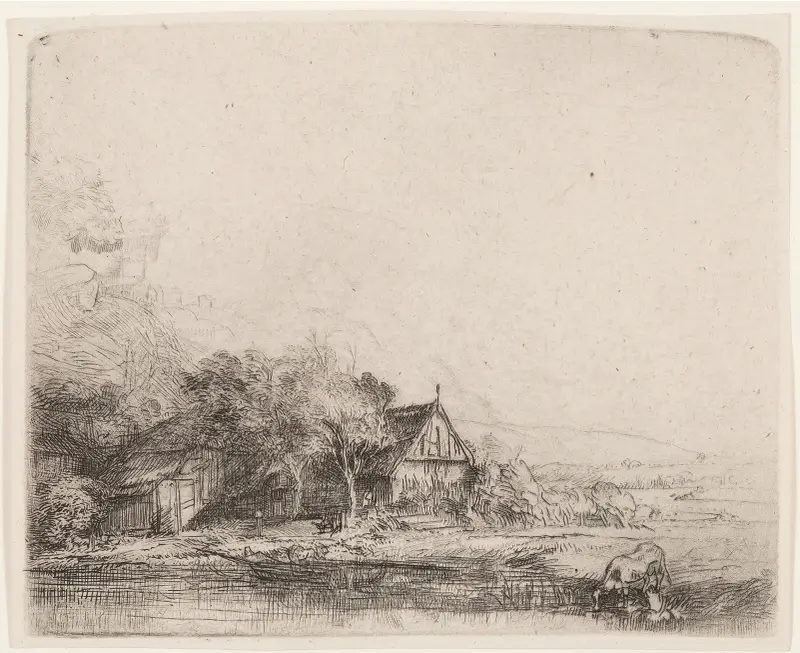 Krajobraz z krową, Rembrandt van Rijn